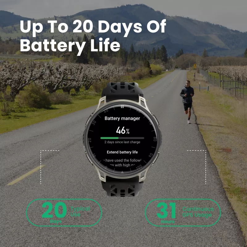 Amazfit Cheetah 2 Pro 3.35 cm (1.32 tolli) AMOLED 48 mm digitaalne 466 x 466 pikslit puutetundlik titaan Wi-Fi