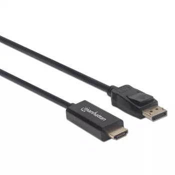 Manhattan DisplayPort 1.2 HDMI-kaablile, 4K@60Hz, 1m, isane isasele, DP riiviga, must, mitte kahesuunaline, kolmeaastane garantii, samaväärne 3F-DP-HDMI-4K60-HDR-ga