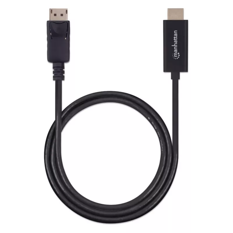 Manhattan DisplayPort 1.2 HDMI-kaablile, 4K@60Hz, 1m, isane isasele, DP riiviga, must, mitte kahesuunaline, kolmeaastane garantii, samaväärne 3F-DP-HDMI-4K60-HDR-ga