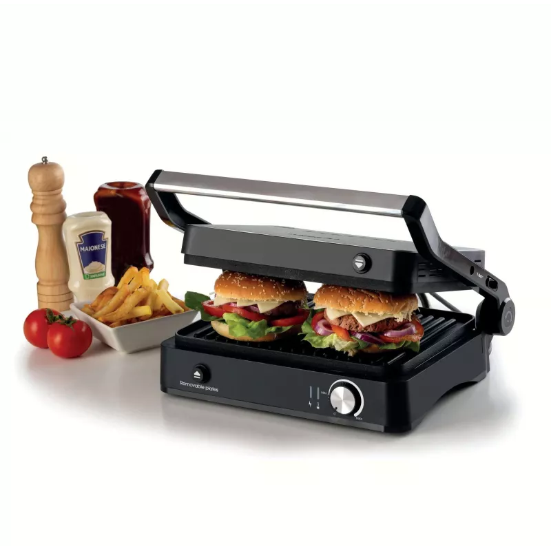Ariete 1934 MetalGrill 3in1, elektrigrill segagrillimiseks, 2000 W, 3 toiduvalmistusrežiimi, mittenakkuvad plaadid, hõbedane/must