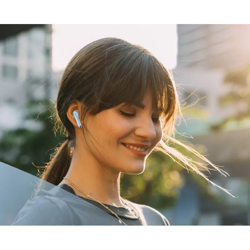 Music Sound Breeze kapselkujulised Bluetooth-kõrvaklapid värvilise ümbrisega
