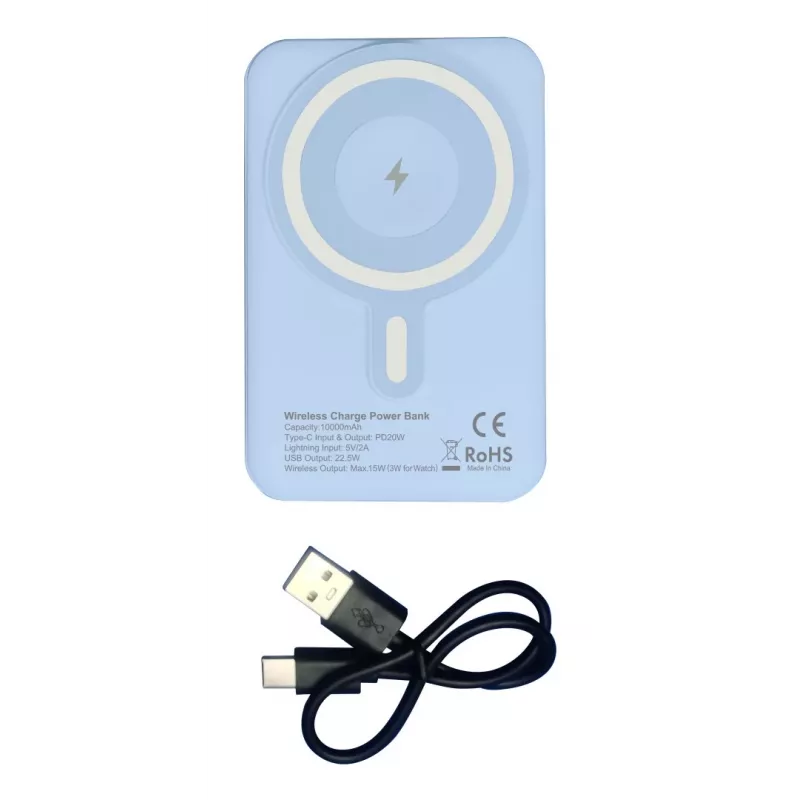 Techly I-CHARGE-10LCDBL akupank Liitium-polümeer (LiPo) 10000 mAh Juhtmevaba laadimine Sinine