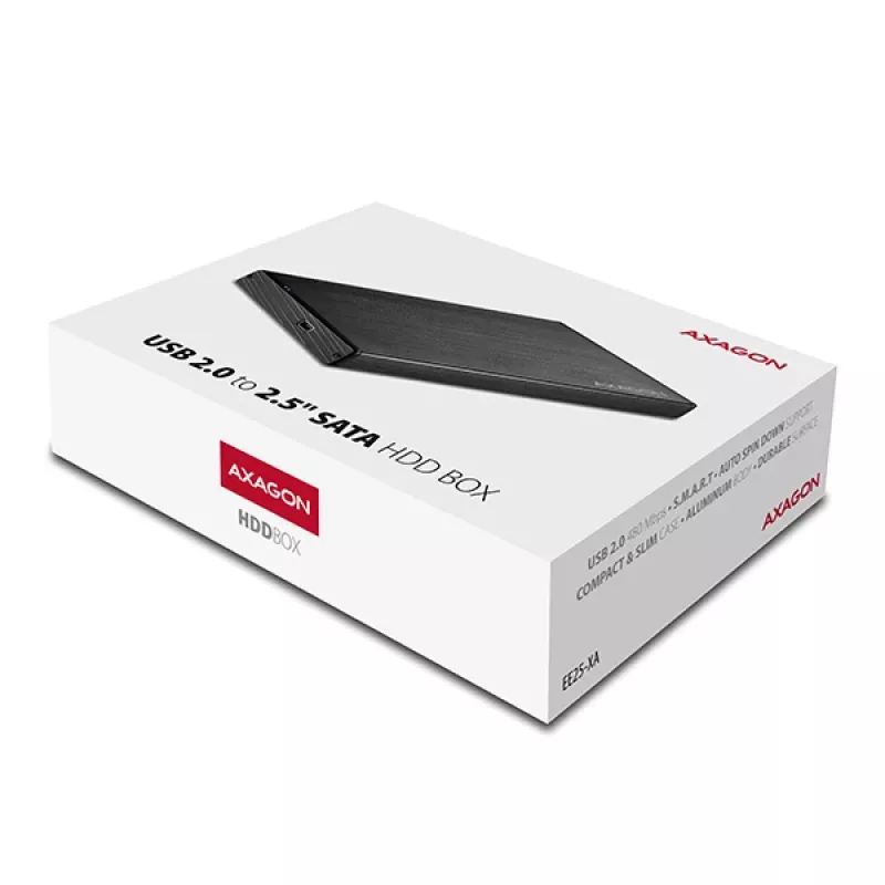 AXAGON EE25-XA - HDD / SSD-Gehäuse - 2.5 Zoll - SATA - Serial ATA II - Serial ATA III - 0,48 Gbit/s - USB Konnektivität - Schwarz
