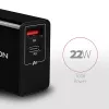 Axagon ACU-PQ22 mobiilseadme laadija Mobiiltelefon, Akupank, Nutitelefon, Nutikell, Tahvelarvuti, Universaalne Must Vahelduvvool Kiirlaadimine Sisetingimustes