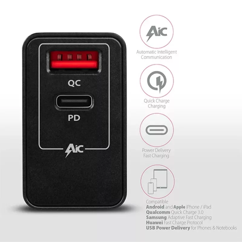 Axagon ACU-PQ22 mobiilseadme laadija Mobiiltelefon, Akupank, Nutitelefon, Nutikell, Tahvelarvuti, Universaalne Must Vahelduvvool Kiirlaadimine Sisetingimustes