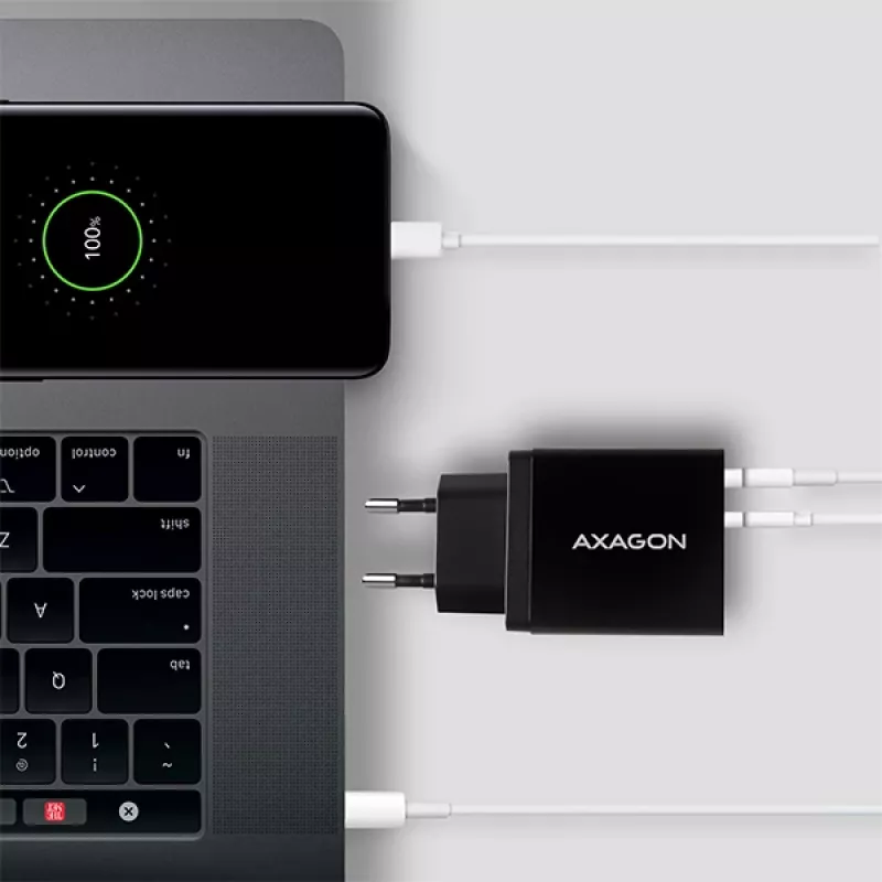Axagon ACU-PQ22 mobiilseadme laadija Mobiiltelefon, Akupank, Nutitelefon, Nutikell, Tahvelarvuti, Universaalne Must Vahelduvvool Kiirlaadimine Sisetingimustes