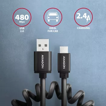 Axagon BUMM-AM10TB USB-kaabel USB 2.0 0.6 m Micro-USB B USB A 0,48 Gbit/s must