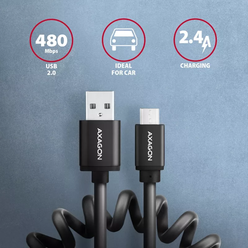 Axagon BUMM-AM10TB USB-kaabel USB 2.0 0.6 m Micro-USB B USB A 0,48 Gbit/s must