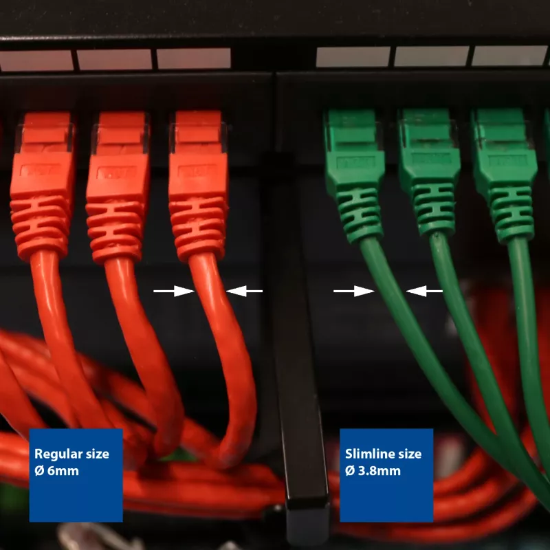 ACT Must 0.5 meter LSZH U/UTP CAT6 datacenter slimline patch-kaabel snagless with RJ45 connectors