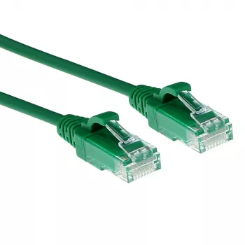 ACT Green 10-meetrine LSZH U/UTP CAT6 andmekeskuse õhuke (slimline) ühenduskaabel tõmbetõkestusega (snagless) RJ45 konnektoritega