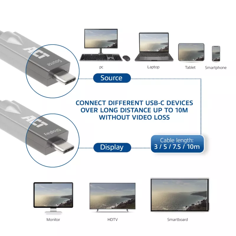 ACT USB-C 3.2 Gen2 aktiivne optiline kaabel (AOC) ühenduskaabel, 10m