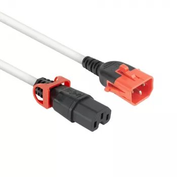 ACT toitejuhe C14 IEC Lock+ Dual Locking - C15 IEC Lock+ valge 2 m, PC3875