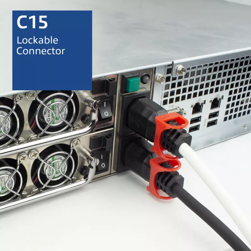 ACT toitejuhe C14 IEC Lock+ Dual Locking - C15 IEC Lock+ valge 2 m, PC3875