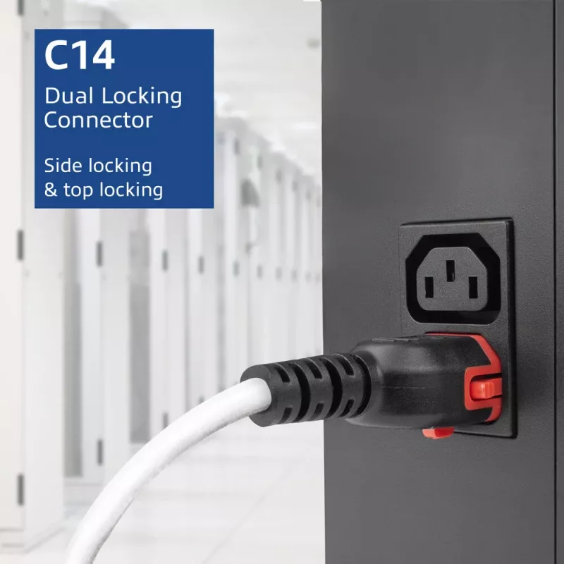 ACT toitejuhe C14 IEC Lock+ Dual Locking - C15 IEC Lock+ valge 2 m, PC3875