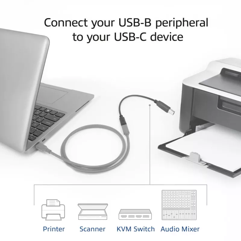 ACT USB USB-C emane USB-B 2.0 printeriadapteri kaabel 0,2 m