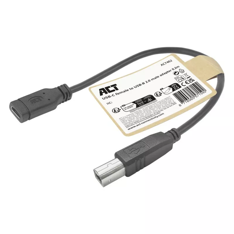 ACT USB USB-C emane USB-B 2.0 printeriadapteri kaabel 0,2 m