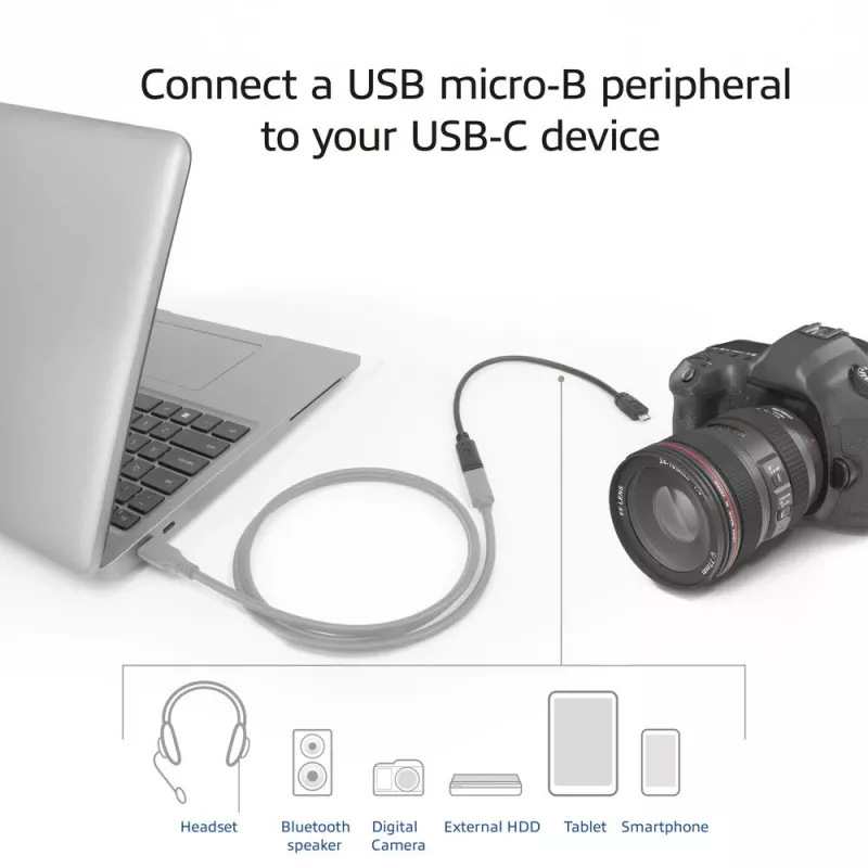 ACT USB USB-C emane USB micro B 2.0 isaspistikuga adapterkaabel 0,2 m