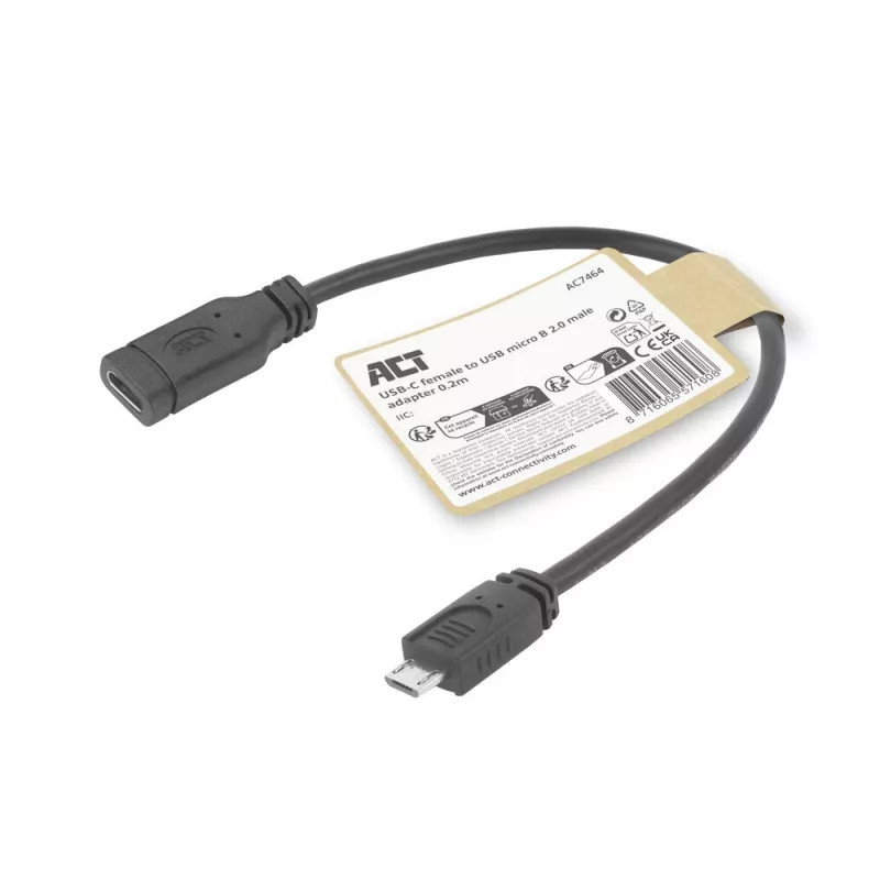 ACT USB USB-C emane USB micro B 2.0 isaspistikuga adapterkaabel 0,2 m