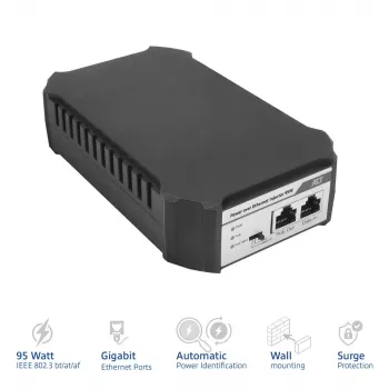 ACT PoE injektor 95W IEEE 802.3bt, Gigabit Ethernet, 1000 Mbit/s, 10/100/1000, PoE++ (4PPoE), IEEE 802.3af, IEEE 802.3at, IEEE 802.3bt, Cat6a