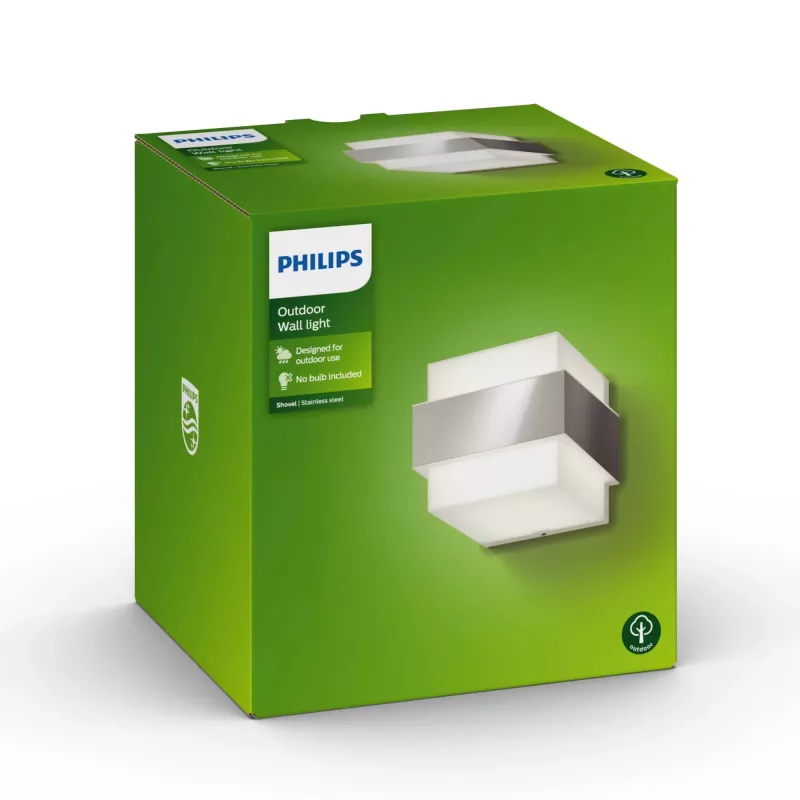 Philips myGarden Labida-seinalamp 42W E27 ilma pirnita, Välisseinalamp, Roostevaba teras, Valge, Roostevaba teras, Sünteetiline materjal, IP44, Aed, Terrass, II