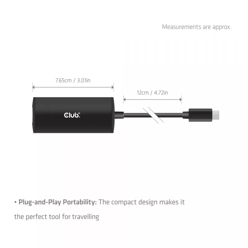 CLUB3D CAC-2531 sülearvuti dokk/pordireplikaator Juhtmega ühendatud USB 3.2 Gen 1 (3.1 Gen 1) USB-C Must