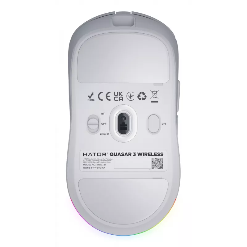 HATOR Quasar 3 Wireless hiir Mängimine Mõlemakäeline RF-juhtmevaba + Bluetooth + USB Type-A Optiline 12000 DPI
