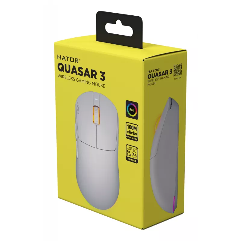 HATOR Quasar 3 Wireless hiir Mängimine Mõlemakäeline RF-juhtmevaba + Bluetooth + USB Type-A Optiline 12000 DPI
