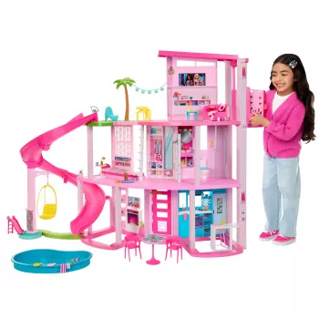 Barbie Dreamhouse nukumaja basseini ja liumäega - 75+ osa (HMX10)
