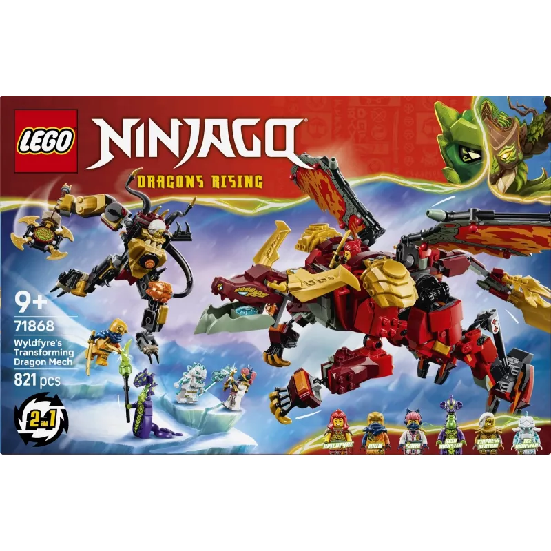 LEGO NINJAGO 71868 Wyldfyre'i muunduv draakoni robot (821 osa)