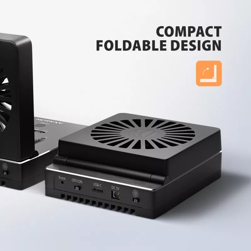 AXAGON ADSA-M2C44 USB4 40Gbps 4-kohaline M.2 NVMe SSD dokkimisjaam võrguühenduseta kloonimisfunktsiooniga, alumiinium, aktiivne jahutus