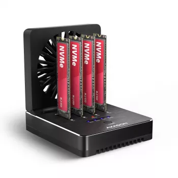 AXAGON ADSA-M2C44 USB4 40Gbps 4-kohaline M.2 NVMe SSD dokkimisjaam võrguühenduseta kloonimisfunktsiooniga, alumiinium, aktiivne jahutus