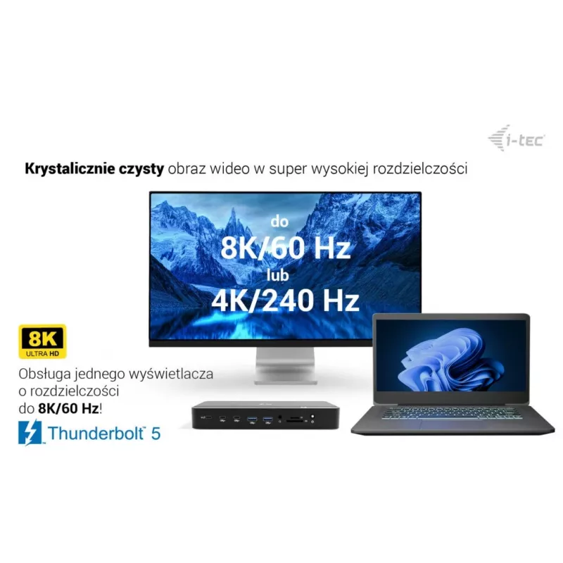 i-tec TB5 Triple Display Docking Station, 2x Thunderbolt 5, DP 2.1, 6x USB, M.2 NVMe pesa, 2.5G LAN, SD/microSD, Audio, PD 140W