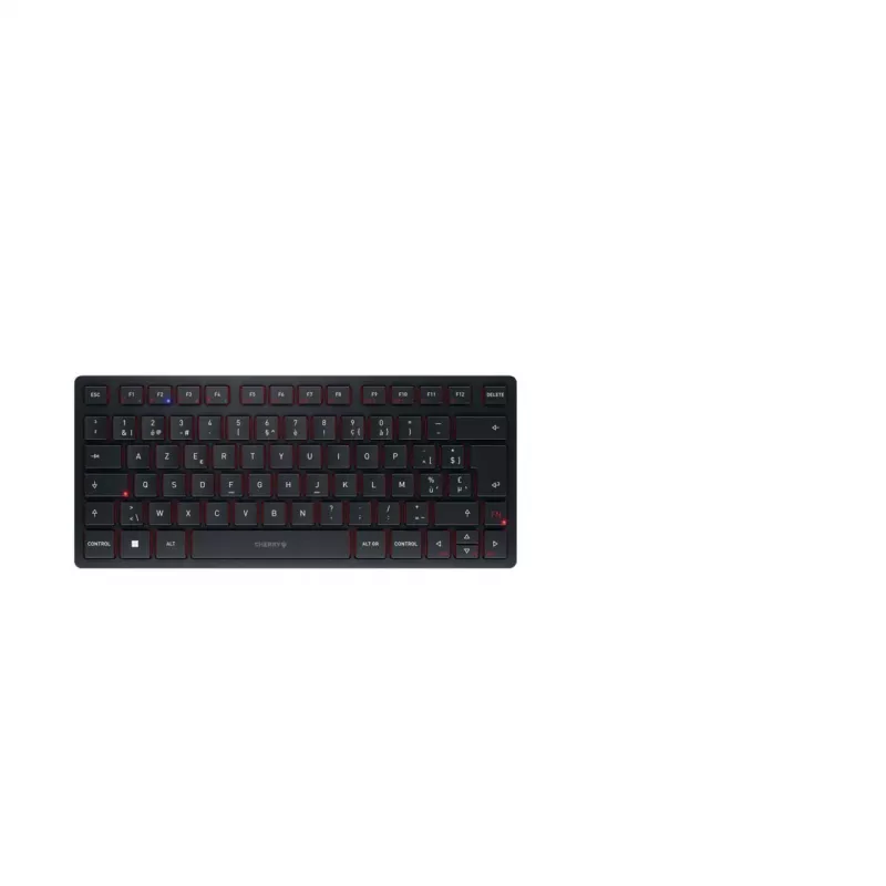 CHERRY KW 9200 MINI Wireless Compact Keyboard, Rechargeable, 2.4 GHz + Bluetooth + USB-C, Black (Belgian AZERTY) JK-9250BE-2