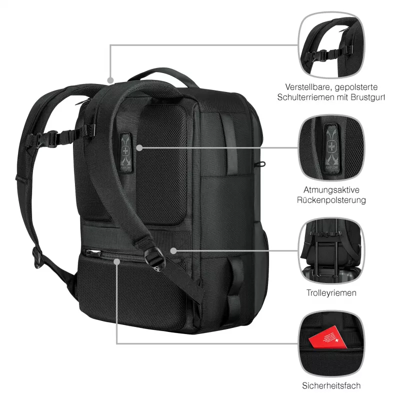 Wenger UrbanOne Travel 15.6 inch Laptop Seljakott 33L Must 653888