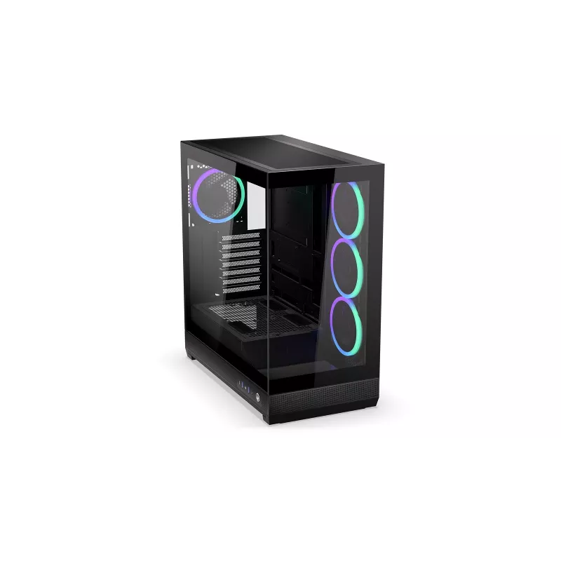 ENDORFY Fishtank 6000 Corona Mid-Tower PC korpus - must, kahe karastatud klaasiga, 4x ARGB ventilaatorit, USB-C, E-ATX