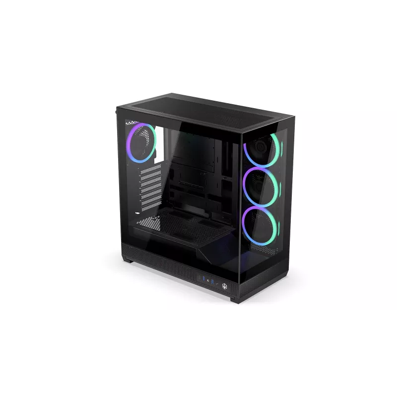 ENDORFY Fishtank 6000 Corona Mid-Tower PC korpus - must, kahe karastatud klaasiga, 4x ARGB ventilaatorit, USB-C, E-ATX