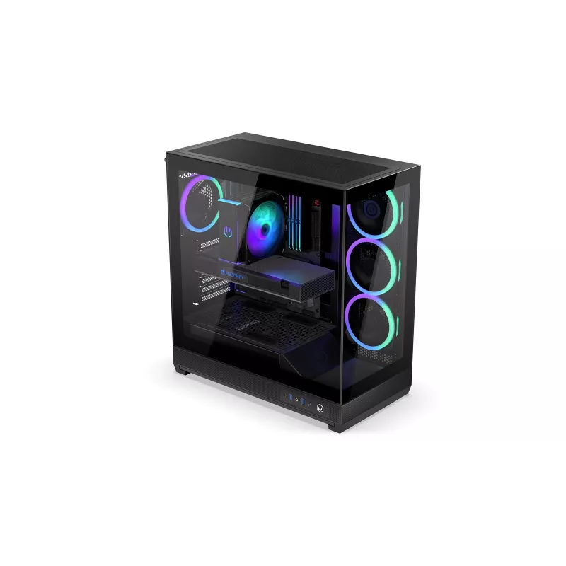 ENDORFY Fishtank 6000 Corona Mid-Tower PC korpus - must, kahe karastatud klaasiga, 4x ARGB ventilaatorit, USB-C, E-ATX