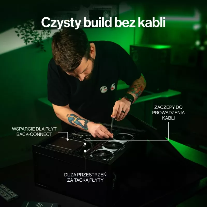 ENDORFY Fishtank 6000 Flex Mid-Tower PC Case - Must, kahekordne karastatud klaas, USB-C, E-ATX, Back-Connect valmis (ilma ventilaatoriteta)
