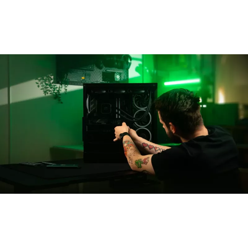 ENDORFY Fishtank 6000 Flex Mid-Tower PC Case - Must, kahekordne karastatud klaas, USB-C, E-ATX, Back-Connect valmis (ilma ventilaatoriteta)