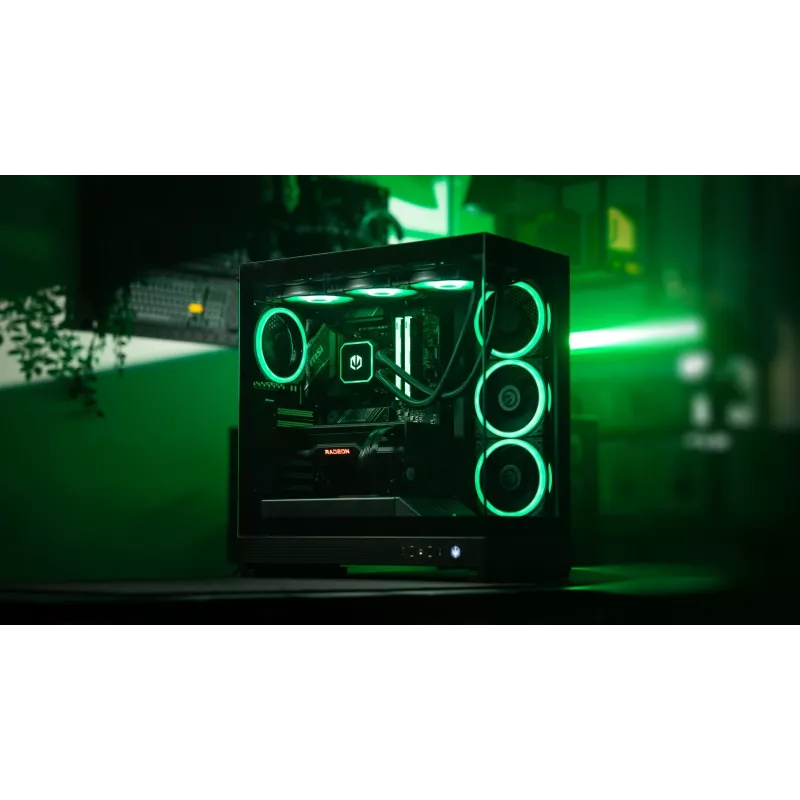 ENDORFY Fishtank 6000 Flex Mid-Tower PC Case - Must, kahekordne karastatud klaas, USB-C, E-ATX, Back-Connect valmis (ilma ventilaatoriteta)