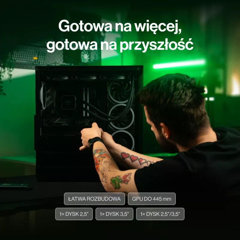 ENDORFY Fishtank 6000 Flex Mid-Tower PC Case - Must, kahekordne karastatud klaas, USB-C, E-ATX, Back-Connect valmis (ilma ventilaatoriteta)
