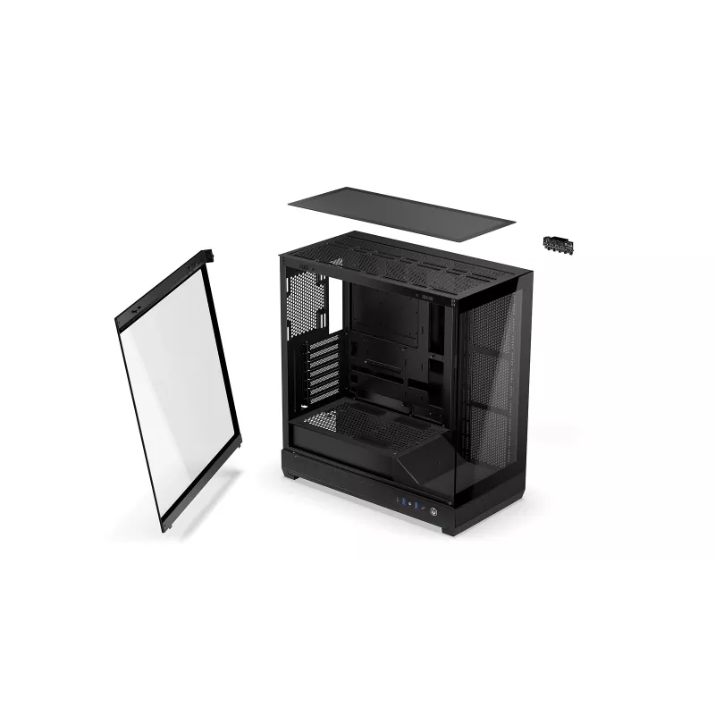 ENDORFY Fishtank 6000 Flex Mid-Tower PC Case - Must, kahekordne karastatud klaas, USB-C, E-ATX, Back-Connect valmis (ilma ventilaatoriteta)
