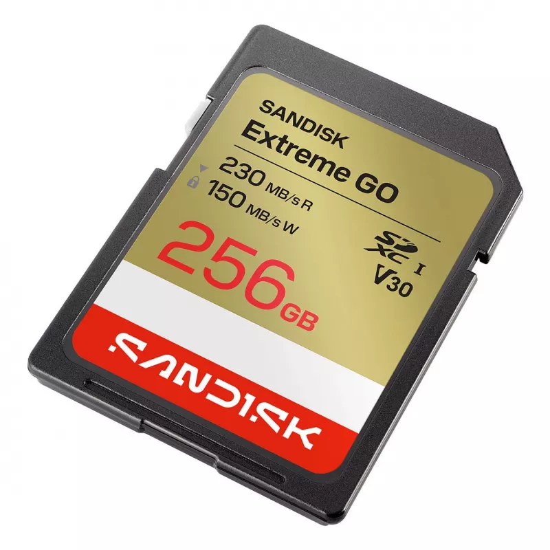 SanDisk Extreme GO SD UHS-I 256GB mälukaart, 230MB/s lugemine / 150MB/s kirjutamine, V30 U3 4K UHD