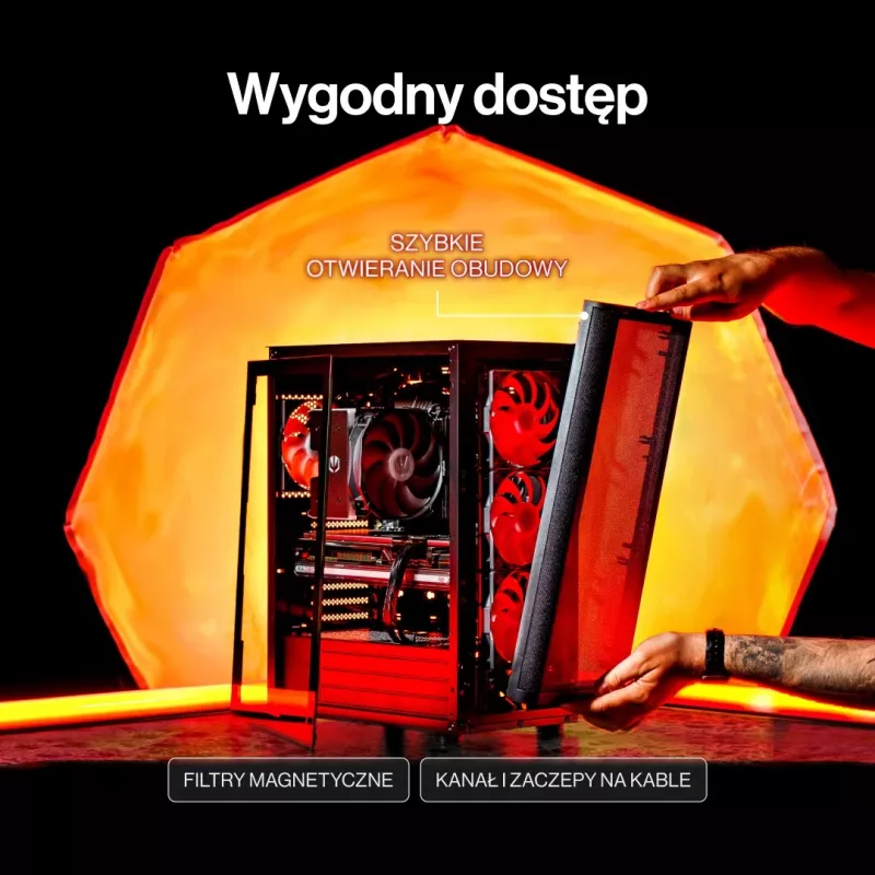 ENDORFY Ventum 400 Air ATX PC Case - Must, karastatud klaas, 4x Stratus 120 PWM ventilaatorit, USB-C