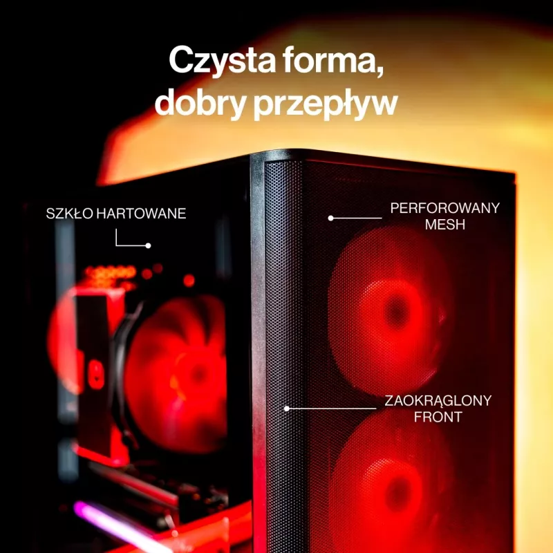 ENDORFY Ventum 400 Air ATX PC Case - Must, karastatud klaas, 4x Stratus 120 PWM ventilaatorit, USB-C