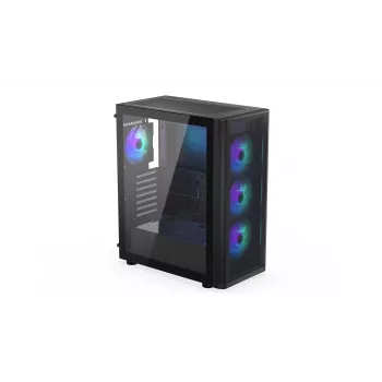 ENDORFY Ventum 400 ARGB ATX PC korpus - must, karastatud klaas, 4x Stratus 120 PWM ARGB ventilaatorit, ARGB ja PWM kontroller, USB-C