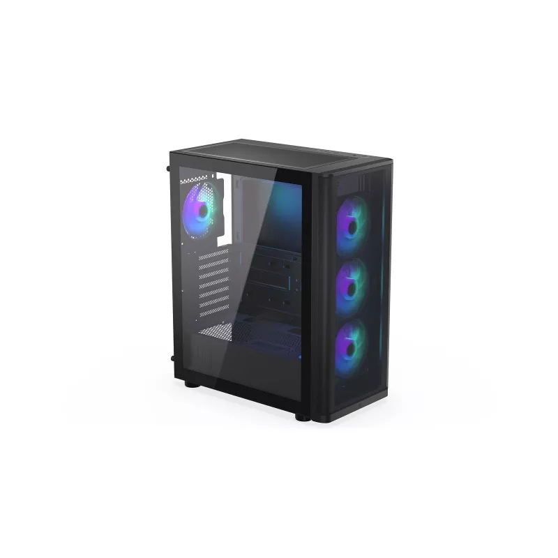 ENDORFY Ventum 400 ARGB ATX PC korpus - must, karastatud klaas, 4x Stratus 120 PWM ARGB ventilaatorit, ARGB ja PWM kontroller, USB-C