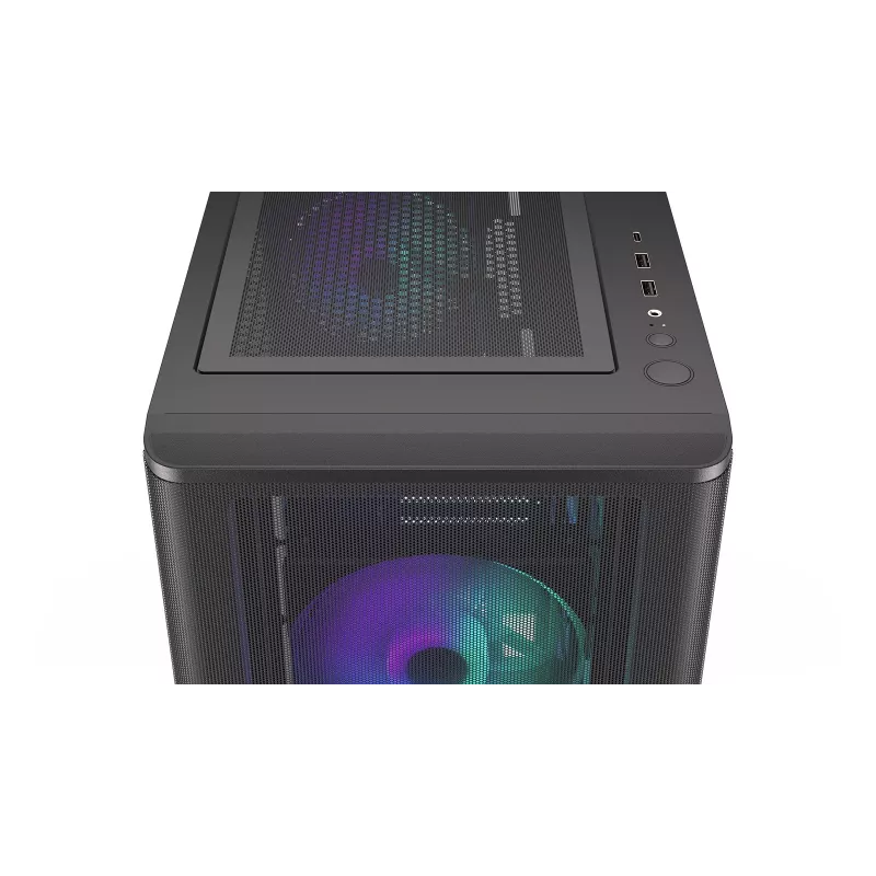 ENDORFY Ventum 400 ARGB ATX PC korpus - must, karastatud klaas, 4x Stratus 120 PWM ARGB ventilaatorit, ARGB ja PWM kontroller, USB-C