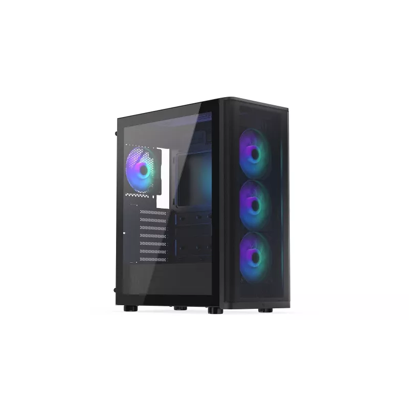 ENDORFY Ventum 400 ARGB ATX PC korpus - must, karastatud klaas, 4x Stratus 120 PWM ARGB ventilaatorit, ARGB ja PWM kontroller, USB-C