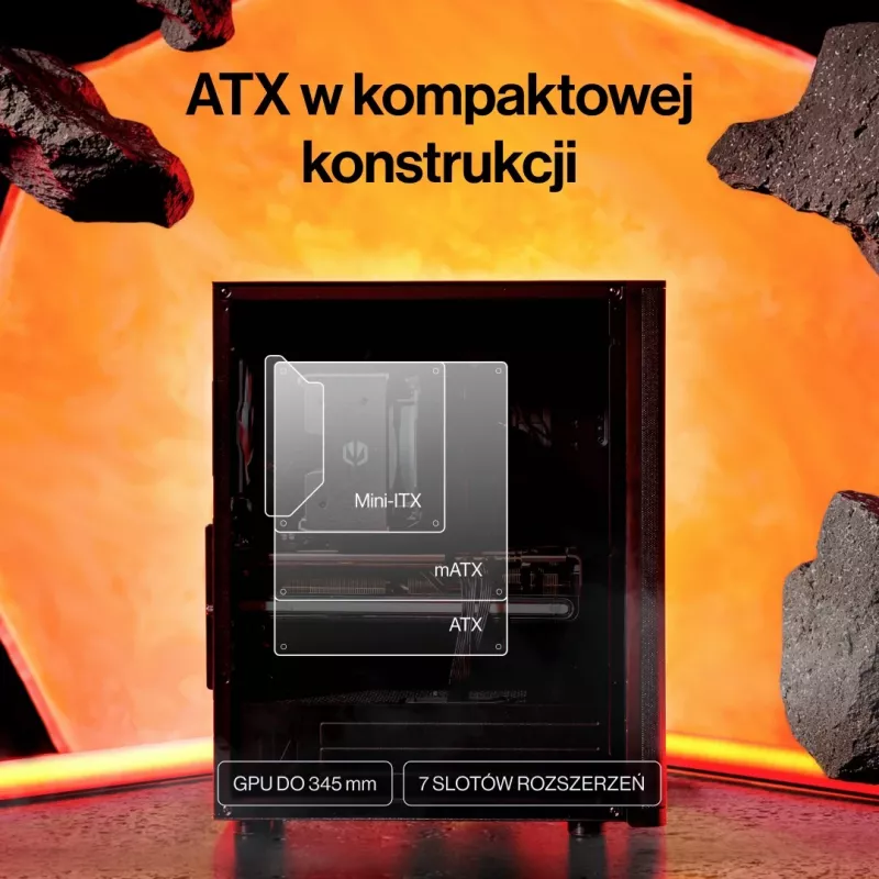 ENDORFY Ventum 400 ARGB ATX PC korpus - must, karastatud klaas, 4x Stratus 120 PWM ARGB ventilaatorit, ARGB ja PWM kontroller, USB-C